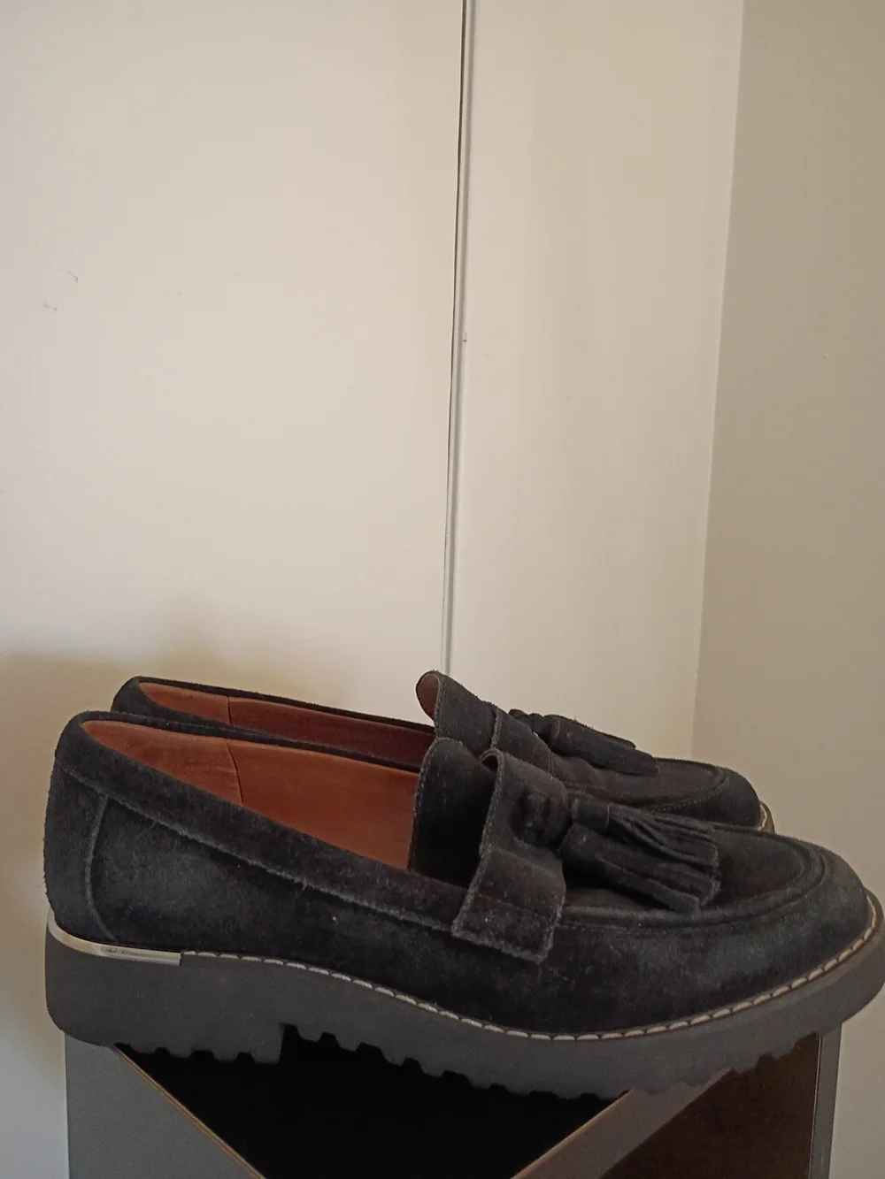 Women's Black Suede Tassel Loafers